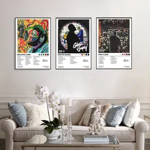 3-Piece Set: Rod Wave/Beautiful Mind/Ghetto Gospel/Pray 4 Love (High-Definition Music Album), Song Art, Living Room Gift, Music Lovers, Wall Art Set, Modern Home Decor, Suitable for Living Room, Bedroom, Office, Printed Artwork, Frameless