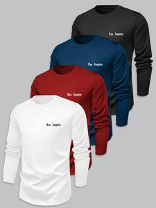 men's letter print round neck long sleeve tee, casual crew neck t-shirt for spring, graphic tees for men, men's top for daily wear, mens clothing, activewear t shirt