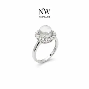 Sunflower Design Natural Clear Quartz Ring with Zirconia Stones Adjustable Fit Elegant Christmas Gift for Any Occasion