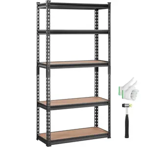 VEVOR Storage Shelving Unit,  5-Tier Adjustable, 2000 lbs Capacity, Heavy Duty Garage Shelves Metal Organizer Utility Rack, Black, 30" L x 12" W x 60" H for Kitchen Pantry Basement Bathroom