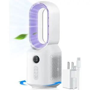 106° Oscillating Fan for Indoors,Bladeless with 3 Speeds, Small Office Fan with LED Light