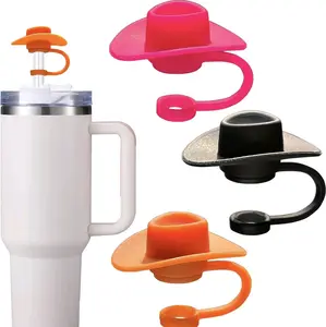 3-Pack Cowboy Hat Silicone Straw Covers for 30 & 40 oz Stanlee Tumblers - Dust-Proof, Reusable 6-10mm Straw Tips Drinkware Mug Colorful Cup