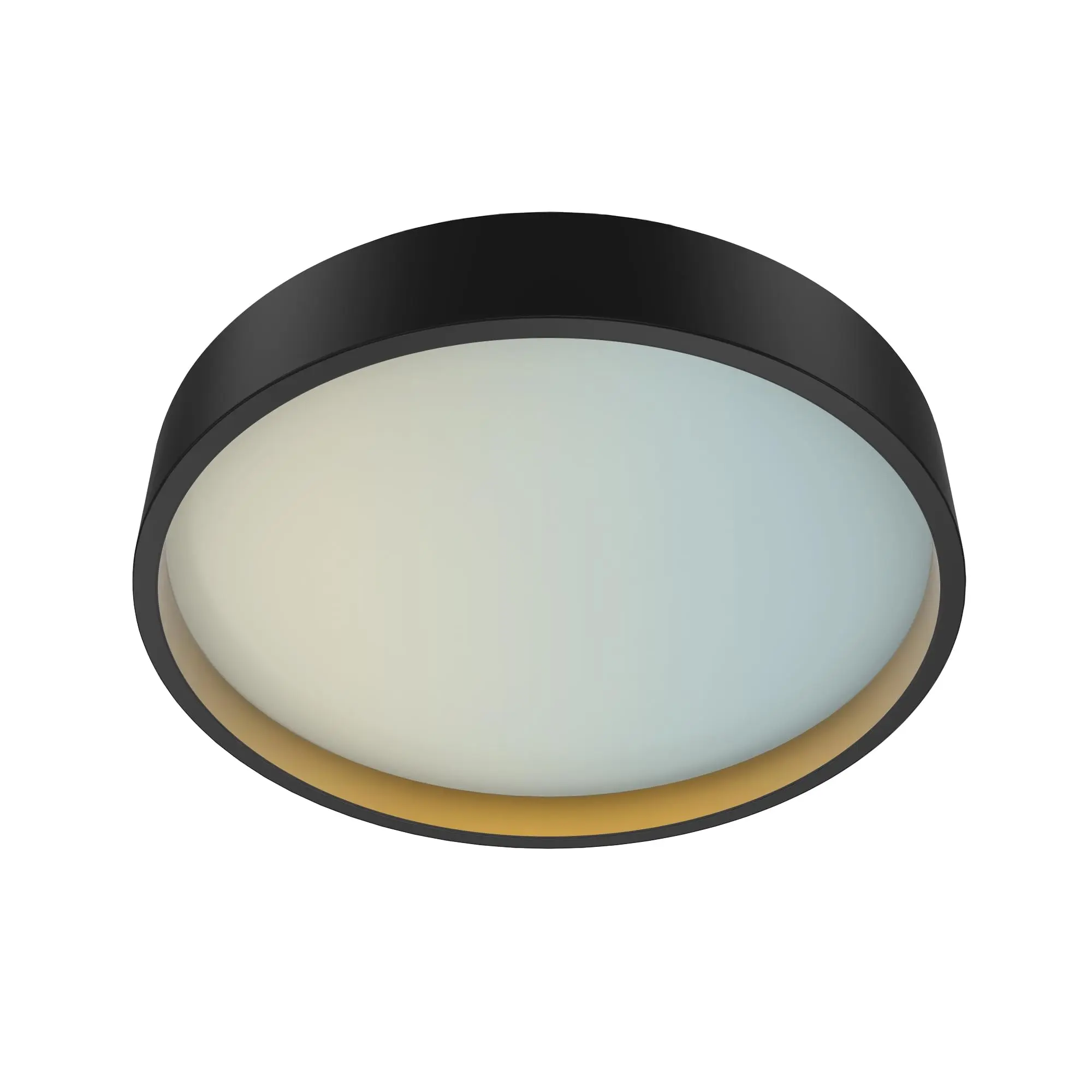 LED Ceiling Light Ring Drum 15" Matte Black 120V 24W 1400LM 5-Way Selectable CCT CRI>80 IP20 1-Pack