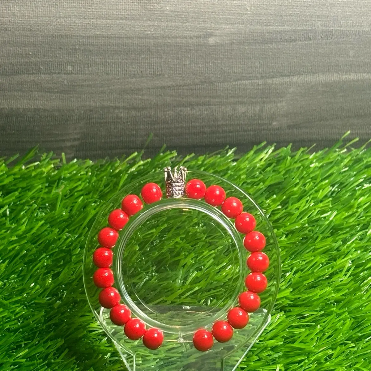 "Crowned" Red Coral Bracelet
