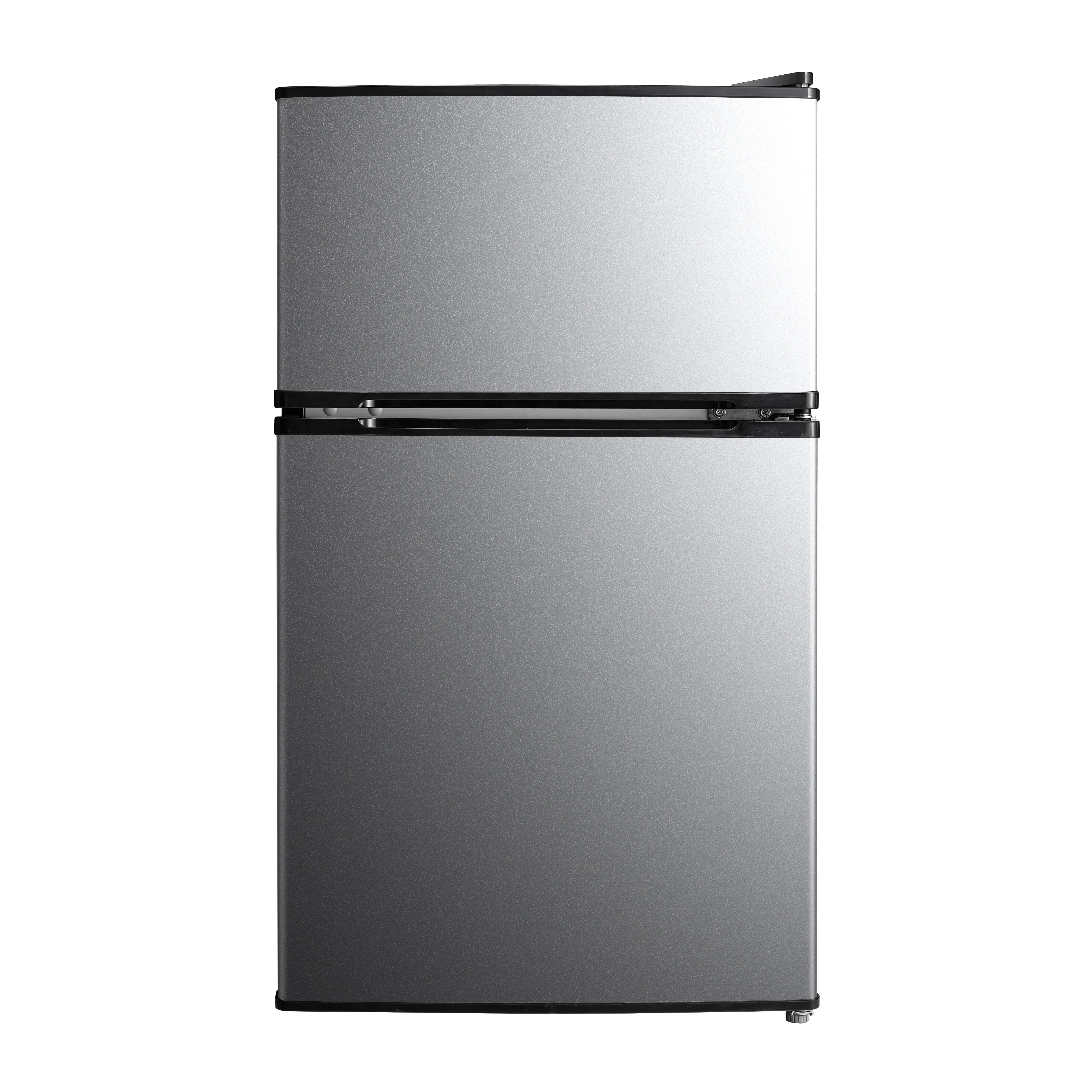 Mainstays 3.2 cu ft 2-Door Compact Refrigerator with Freezer, Stainless-Steel Look, Mini Fridge for Dorm, Apartment & Office