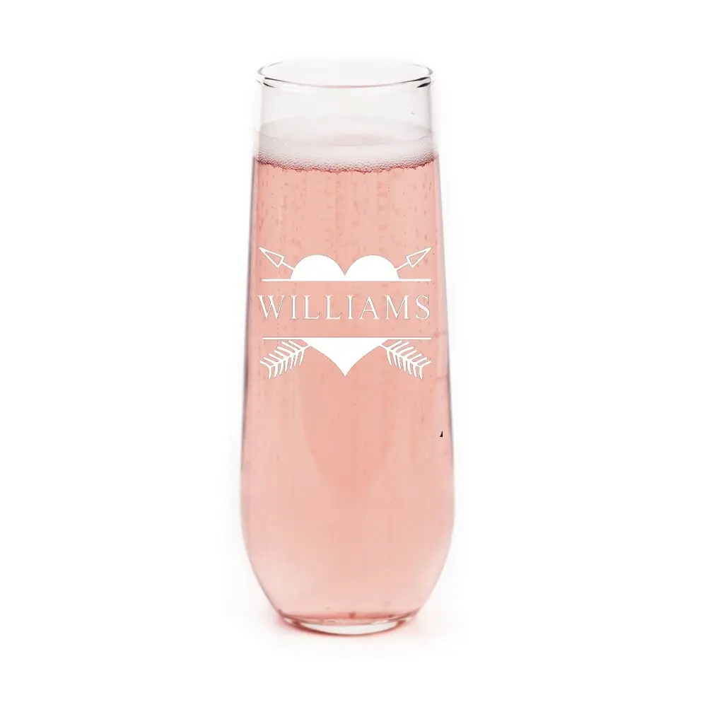 Personalized Stemless Champagne Flute, Personalized Heart Champagne Glass,Personalized Wedding Toasting Flutes, Custom Bridesmaid Gifts,