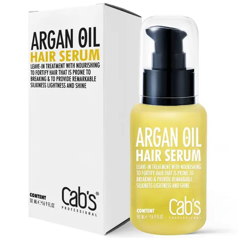 Cab's Argan Oil Leave-In Hair Serum - 1.69 fl oz Paraben-Free Sulfate-Free Haircare Treatment for Curly Locks, Damaged Hair Repair, Hydration, Frizz Control, Shiny Glossy Nourishment, Easy Use