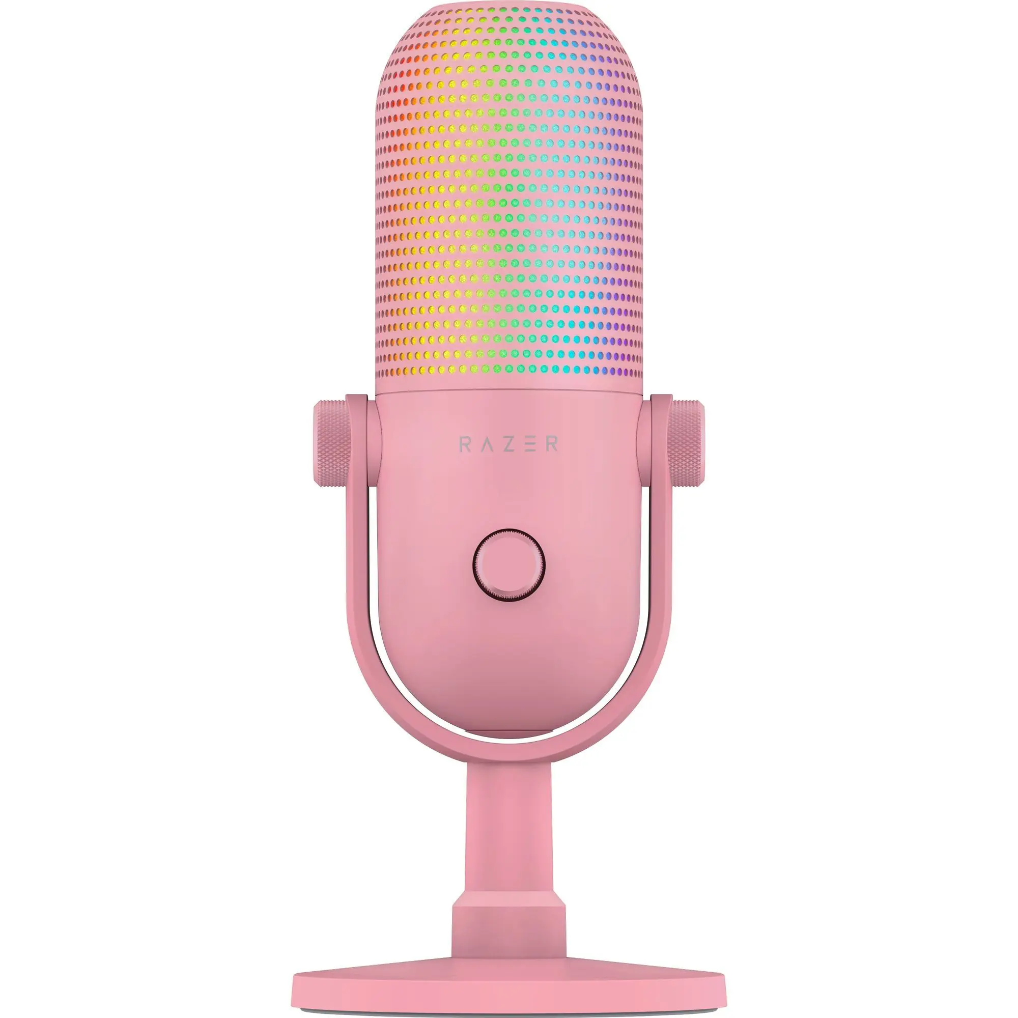 Razer Seiren V3 Chroma USB Condenser Microphone - 32-Bit DSP, RGB Light Mic, Podcasting Desktop Mic, Desktop Mount, USB Plug-In, Quartz Color