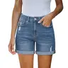 luvamia Denim Shorts Women's Casual Ripped Denim Shorts High Rise Distressed Rolled Hem Jeans Shorts Bottom Pants, Women's Clothes