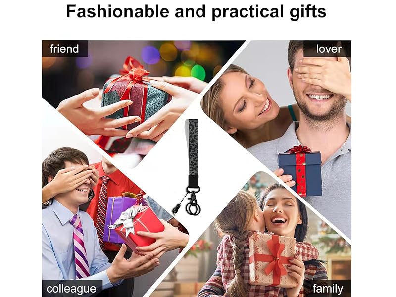 Yiflin Cute Wrist Lanyard for Keys, Keychain, Wallet, Id Holder, Cell Phone, Wristlet Lanyard Key Chain Holder(Black Leopard)