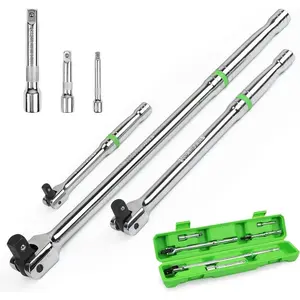 6PC Breaker Bar Set,1/4", 3/8" & 1/2" Drive,Heavy Duty Breaker Bars, 6-inch, 10-inch, 15-inch Length with 180 °   Rotatable Head Socket Combination Tool Socket Ratchet Wrench Wrench Extend Rod Hand Tools
