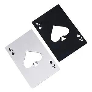 Ace Of Spades Bottle Opener Credit Card Size Pocker Cap Opener Portable Stainless Steel Can Opener (2 Pack Black & Silver) Kitchen Utensils Kitchenware Home