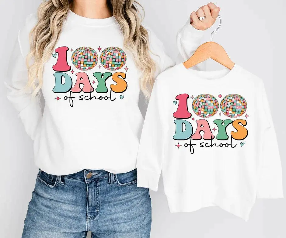 100 Days Disco Ball White Sweatshirt
