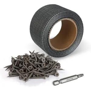 50' Cement Board Tape with 150-Count # 8 1-5/8'' Cement Concrete Screws with Bit, for Cement Board Joints Repairing, Sealing and Strengthening