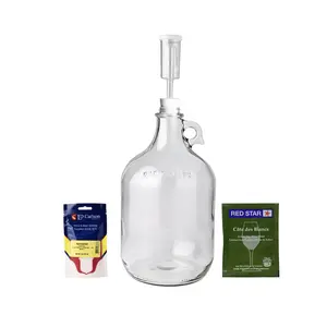 - Shepherd Made  Making Kit - 1 Gallon Jug Fermentation Set with Clear Glass Fermentation Jar, 3 count Airlocks, Rubber Stopper, Yeast Nutrient &  Yeast for  Brewing