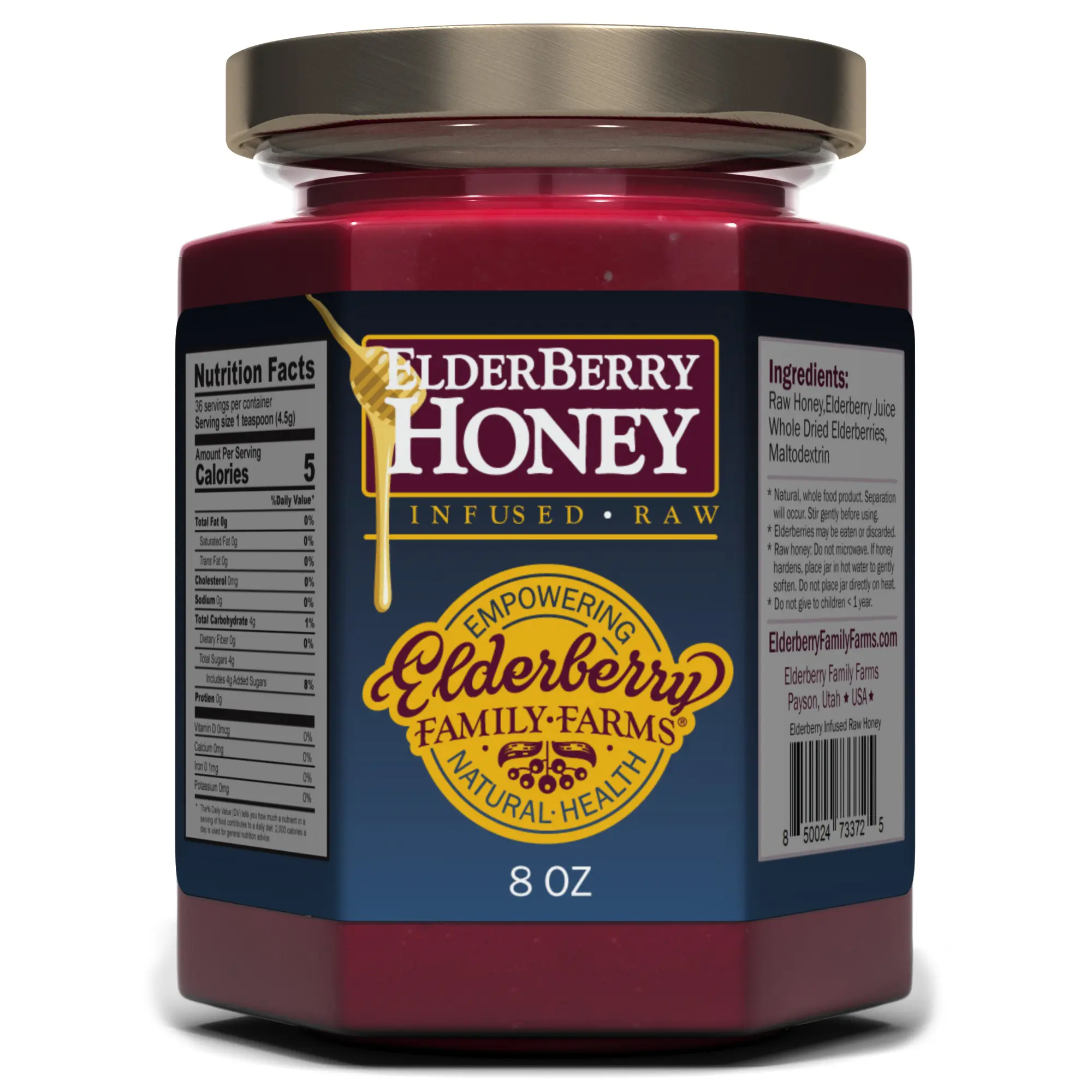 Elderberry Infused Raw Honey
