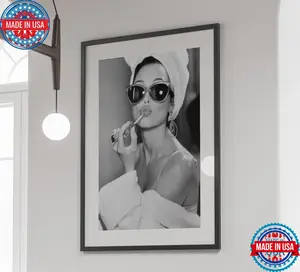 Audrey Hepburn Lipstick, Fashion Wall Art, Vintage Photo, Audrey Hepburn Poster, Old Hollywod Decor, Feminist