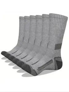 6 Pairs Men's Crew Socks, Anti-Odor Thickened Sports Socks, Basketball Running Breathable Socks, All Seasons