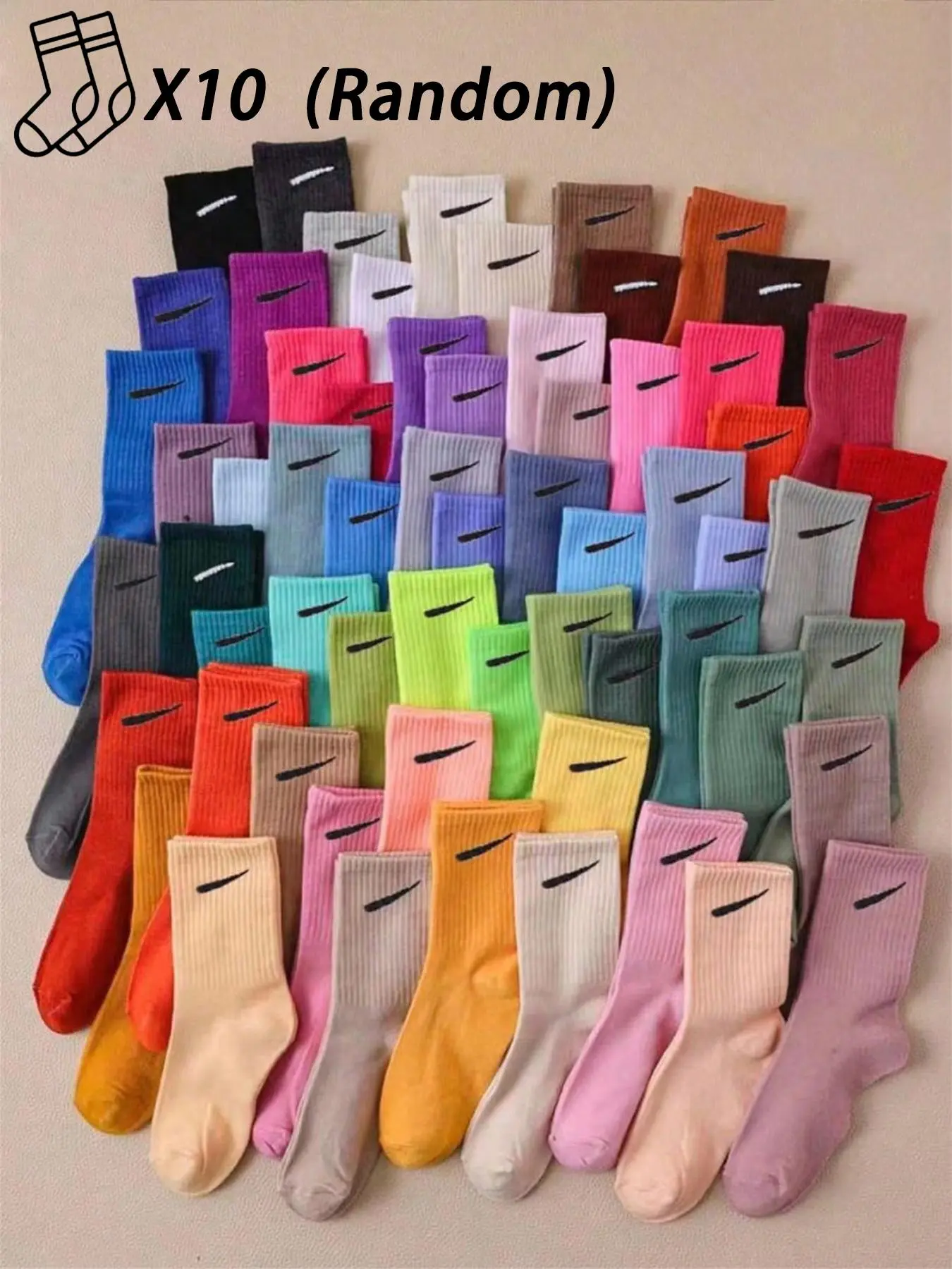 Random Color Women's Graphic Crew Socks, Casual Comfortable Breathable Socks for Daily Wear, Multipack Knit Socks for All Seasons, Fitted Casual Socks, Sock Set