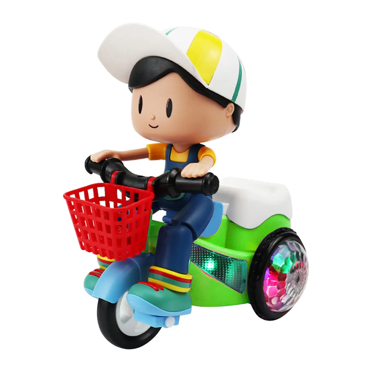 Green Kids Electric Tricycle Toy with 360° Rotating Function, Cute Ride-On Vehicle Toy, Ideal Birthday Gift for Little Boys (Battery not included)