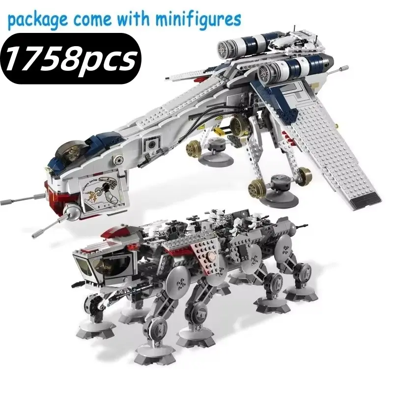 2026 New Movie Original 1758PCS Republic Dropship Model Kit Building Block Sets, Compatible with 10195 05053 81055 180018, DIY STEM Educational Toy for Kids, Christmas Gift