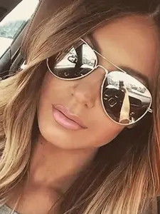 Women's Fashionable Metal Classic Aviator Sunglasses, Trendy Casual Sunglasses for Everyday Use, Fashion Accessories for Outdoor Activities, Trendy Beach Eyewear Aviator Shades, Trending Glasses