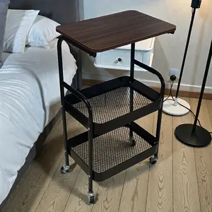 3-layer Rolling Cart, Movable Cart with Detachable Tray Top, Multi-functional Storage Cart for Bathroom, Kitchen, Office, Classroom, Organiser