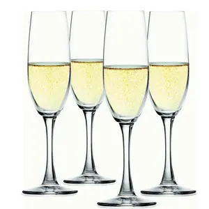 Set of 4 Salute Champagne Glasses - 7.4oz Lead-Free European Crystal | Classic Stemmed Design, Dishwasher Safe | Premium Quality Champagne Glass Gift Set for Special Occasions