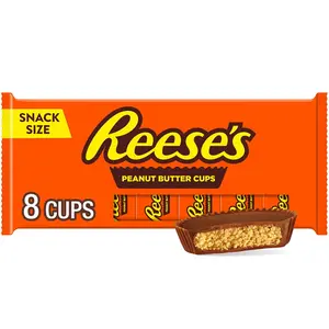Milk Chocolate Snack Size Peanut Butter Cups, Candy Packs, 0.55 oz (8 Count)