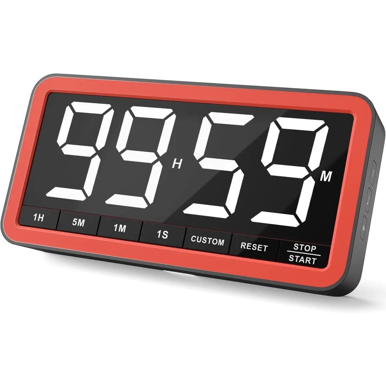 Digital Kitchen Timer Gadget for Seniors - 7.8in Extra Large Magnetic LED Display, 2.3in Tall, 3 Brightness Levels, 4 Alarms, 3 Volume Levels, Metal & Silicone Modern 5v USB-C Battery-Powered Count Up/Countdown Timer with Magnetic Hook (Cooking, Home Gym)