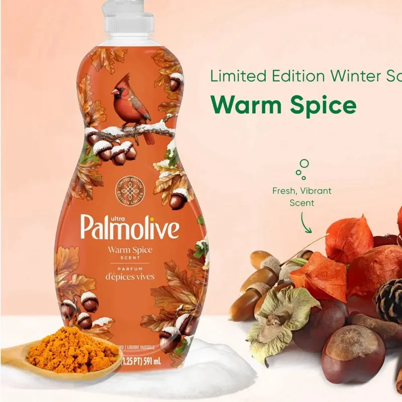 Palmolive Limited Edition Peach Blossom Dish Soap 20 oz - Orange Bottle with Floral Design Multi-Purpose Antibacterial Household Flower