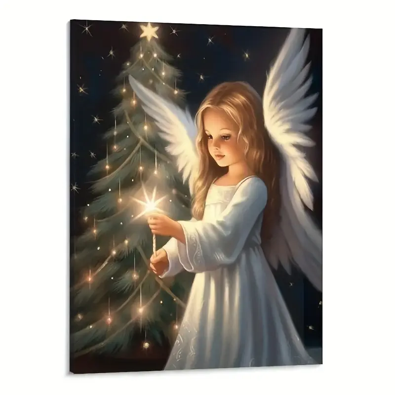 Unframed 12*16 Inch Holiday Angel Motif Wall Art Painting - Vibrant Canvas Print, Poster Board, Home Bedroom Decoration, Ideal Gift