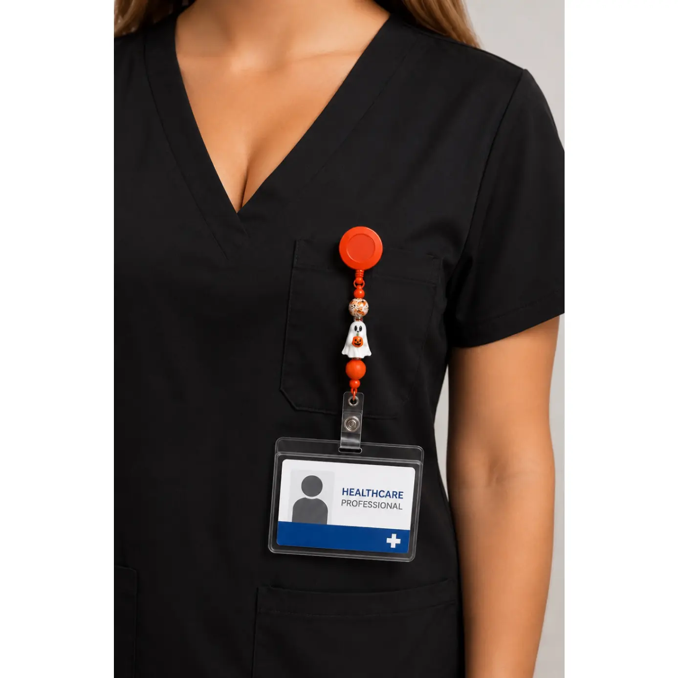 Pumpkin Patch Pal Badge Reel | Beads of Hope T1D – Handmade Silicone Bead Badge Reel