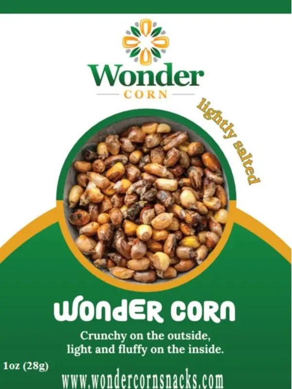 Wonder Corn Snacks Lightly Salted Fried Corn Snack that is Crunchy on the Outside; and Light and Fluffy like popcorn on the inside.  4 pack of 1 oz bags.