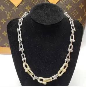 925 Pure Silver and Gold Plated Horse Shoe Necklace Chain