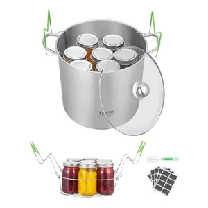 fathersdaygift VEVOR 21 QT Canning Pot with Rack and Lid, Stainless Steel Waterbath Canner with Dual Handle and Glass Lid, Compatible with All Cooktops: Induction, Gas, Electric, Glass, Ceramic, Halogen