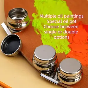 Stainless Steel Oil Paint Brush Holder, Dual-Use Art Supplies for Painting & Mixing, Durable Metal Design for Artists' Tools, Art Materials, Art Drawing Supplies