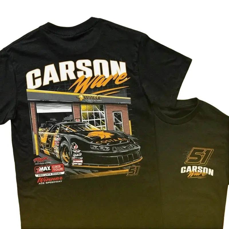 CARSON REED WARE LATE MODEL TEE - Black Racing Car Design with Number 51 - Official Carson Ware Merchandise