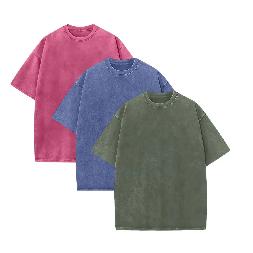 1/3 Pack Women Men's Vintage Heavyweight Cotton T-Shirts Acid Wash Oversized Baggy Gym Workout Tees
