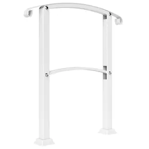 White powder coated outdoor stair railing non slip easy clean design with full installation kit for backyard deck flat surface use