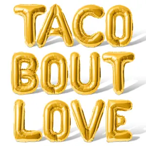 Letter Balloons - TACO BOUT LOVE 16" Inch Alphabet Letters Foil Mylar Balloon Bachelorette or Bridal Shower Party Banner