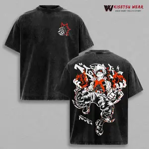 My Hero Academia Bakugo T-Shirt – Vintage Washed Katsuki Bakugo Explosion Quirk Anime Graphic Tee, UA Hero Manga Print, Oversized Soft Cotton Streetwear, Unisex Casual Apparel, Gift for MHA Fans