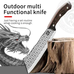 Heavy Duty 8" Meat Cleaver Butcher Knife - Forged Carbon Steel Bone Chopper with Ergonomic Wenge Wood Handle & 4.0mm Thick Blade for Home Kitchen & BBQ outdoorfun