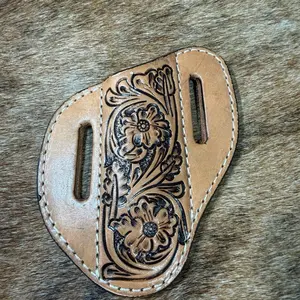 Tan and black leather holster with floral design #western #boho BROWN • TAN