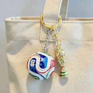 2026 World Cup Trophy Keychain Set, Football Pendant USA Canada Mexico Memorial Gift Detailed Decoration Unisex Present