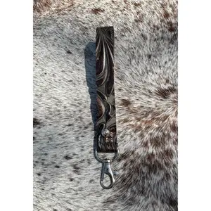 Copper leather lanyard