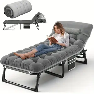 Outdoor Only Four-speed Foldable Camping Bed, Strong Load-bearing Capacity, with Head Pillow Thickened Pad, Suitable for Camping, Outdoor, Camping And Hiking, Portable Bed Thickened Steel Frame, Portable And Durable