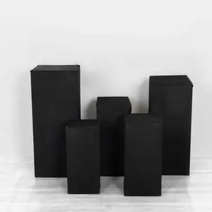 Set of 5 Black Spandex Rectangle Pillar Prop Covers, Stretchable Pedestal Stand Covers - 160 GSM