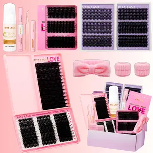 Curl Wispy Individual False Eyelash with Lash Remover & Tweezers Kit, Fluffy Eyelashes Cluster, 1 Box Natural Self Grafting DIY Segmented Eyelash, DIY Eyelash Extensions, Makeup, Eyelashes Clusters