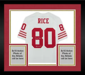 Framed Jerry Rice San Francisco 49ers Autographed White Mitchell & Ness Replica Jersey with "HOF 2010" Inscription - Fanatics Authentic Certified